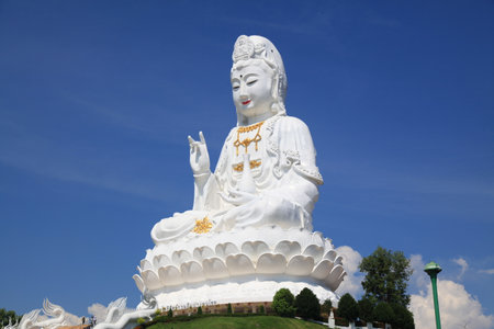 Statue of Kuan Yin Goddess at Huay Pla Kung Temple, Chiang Rai Provinceの写真素材