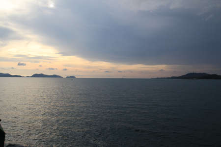 Evening atmosphere at the Gulf of Thailandの写真素材