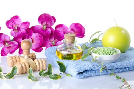 Spa and massage concept, isolated on whiteの写真素材