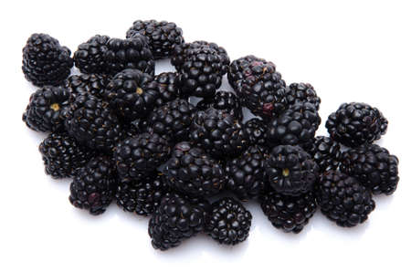 Fresh blackberries, isolated on whiteの写真素材