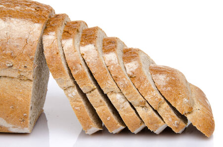 Sliced bread, isolated on whiteの写真素材