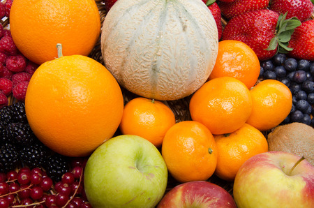 Background of different fresh fruitsの写真素材