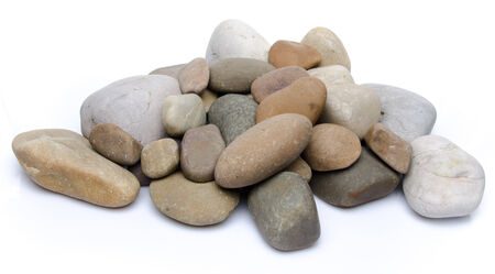 Pile of pebbles, isolated on whiteの写真素材