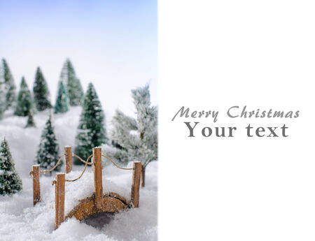 Christmas card showing a winter landscapeの写真素材