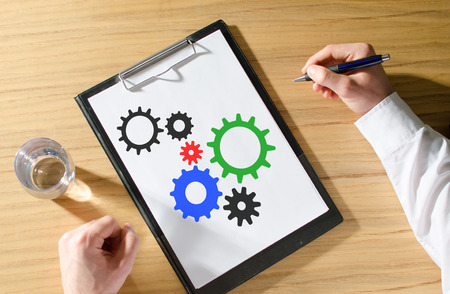 Businessman drawing teamwork conceptの写真素材