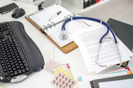View of a doctors desk