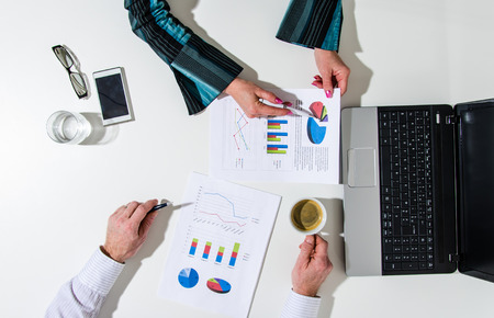 Business team at a meeting, top viewの写真素材