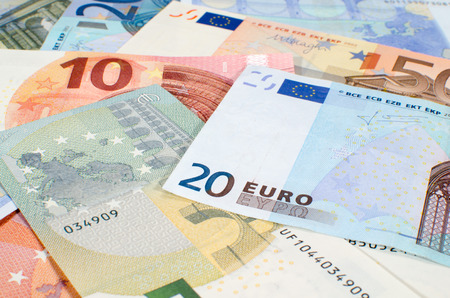 Background of several euro banknotesの写真素材