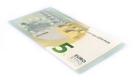 Five euro banknote, isolated on white