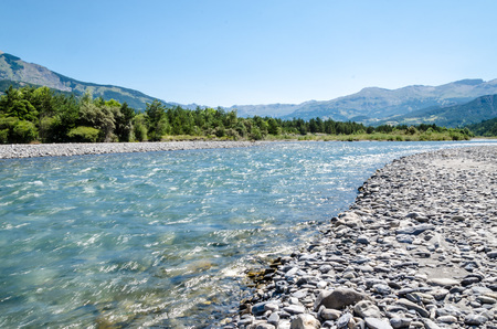 Mountain river in alpsの写真素材