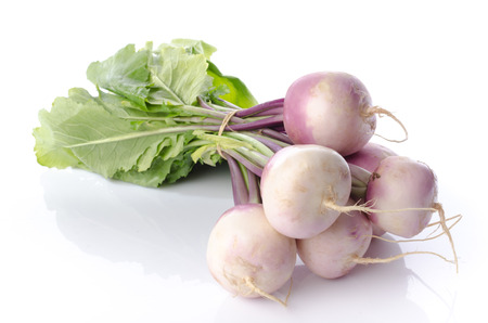 Bunch of fresh turnips, isolated on whiteの写真素材