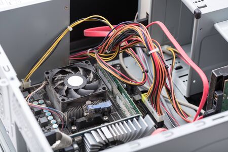 Components inside a computerの写真素材