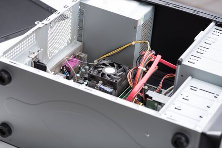 Components inside a computerの写真素材