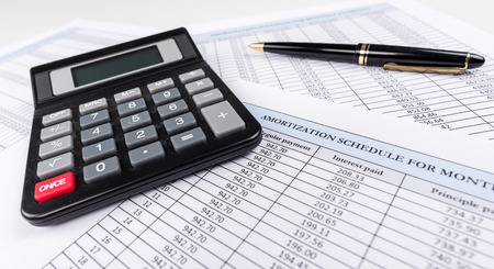 Amortization schedule documents with calculator