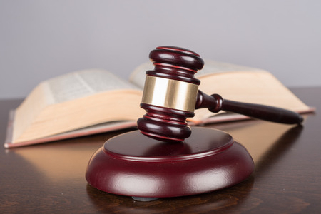 Judge gavel with law bookの写真素材