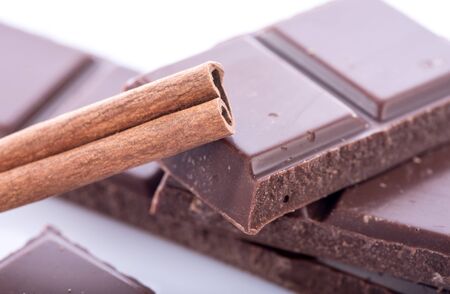 Chocolate bars with cinnamon, closeupの写真素材