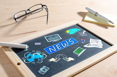 News concept drawn on a blackboardの写真素材