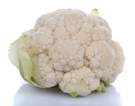 Fresh raw cauliflower, isolated on whiteの写真素材