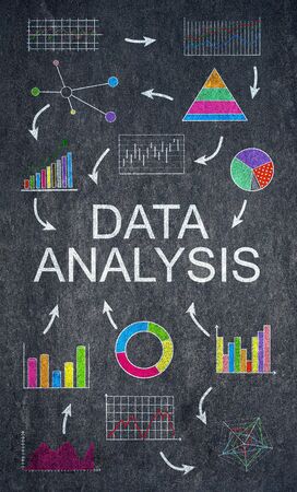 Data analysis concept on a slate backgroundの写真素材