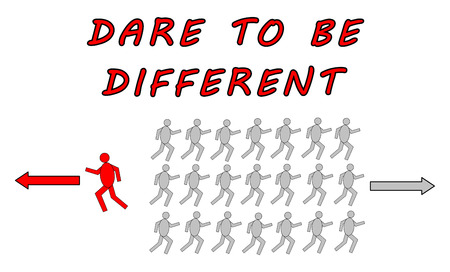 Dare to be different concept drawn on a white backgroundの写真素材
