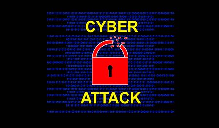 Cyber attack concept with a red broken padlock