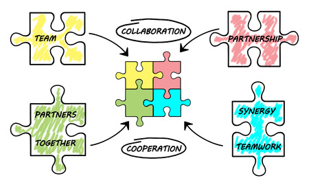 Partnership concept drawn on a white backgroundの写真素材