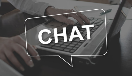 Chat concept illustrated by a picture on backgroundの写真素材