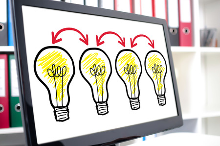 Brainstorming concept shown on a computer screenの写真素材