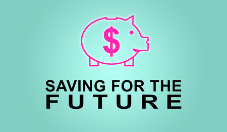 Concept of saving for the future on blue backgroundの写真素材