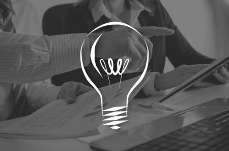 Idea concept illustrated by a picture on backgroundの写真素材