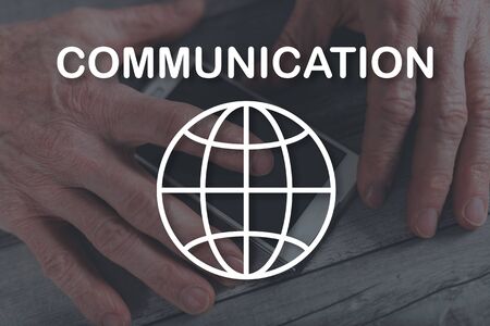 Global communication concept illustrated by a picture on backgroundの写真素材