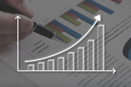 Graph concept illustrated by a picture on backgroundの写真素材