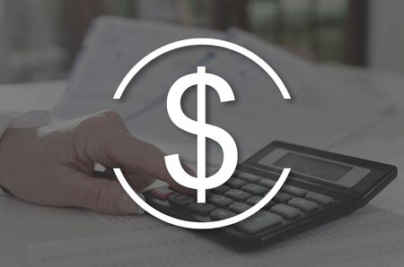 Banking concept illustrated by a picture on backgroundの写真素材