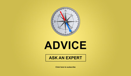 Concept of advice on yellow backgroundの写真素材