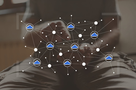 Cloud networking concept illustrated by a picture on background