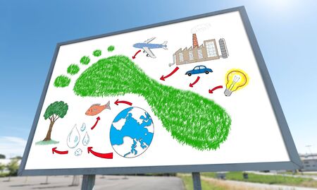 Carbon footprint concept drawn on a billboard