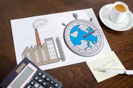 Climate change concept on a paper placed on a desk