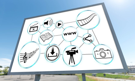 Social information sharing concept drawn on a billboardの写真素材