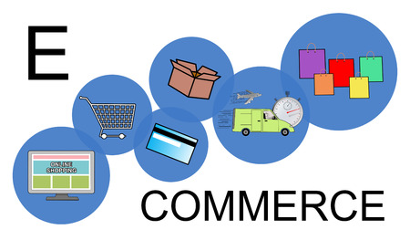 E-commerce concept on white backgroundの写真素材