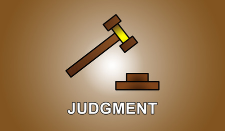 Judgment concept on brown backgroundの写真素材