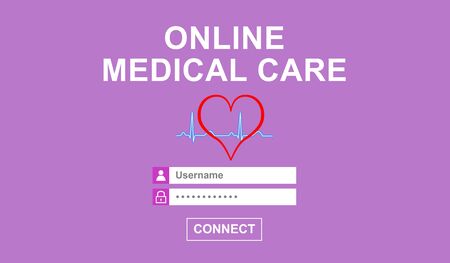 Online medical care concept on pink backgroundの写真素材