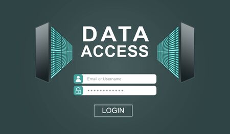 Data access concept on dark green backgroundの写真素材