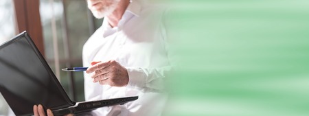Businessman working on a laptopの写真素材