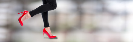Woman wearing red high heel shoesの写真素材