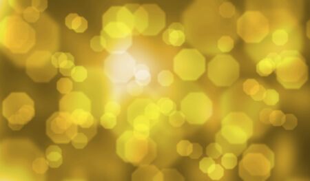 Yellow abstract background with blurred hexagonal bokeh