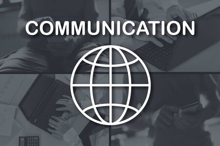 Global communication concept illustrated by a picture on backgroundの写真素材