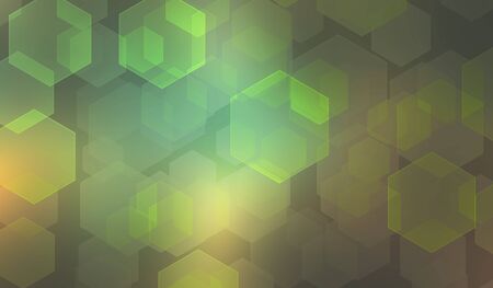 Green abstract background with blurred hexagonal bokehの写真素材