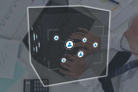 Social media and teamwork concept illustrated by a picture on background