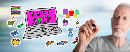 Online shop concept drawn by a manの写真素材