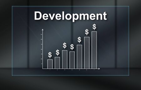 Development concept illustrated by a picture on backgroundの写真素材